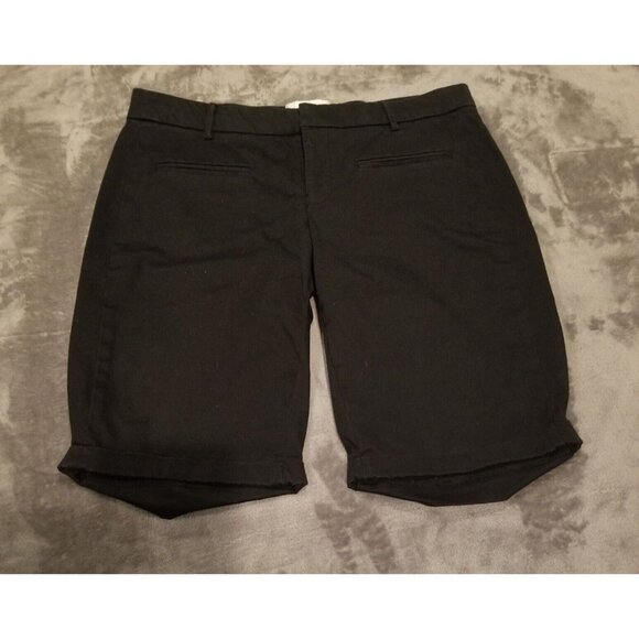 Anthropologie Elevenses Womens Casual Bermuda Shorts Size 4 Black Stretch Pocket